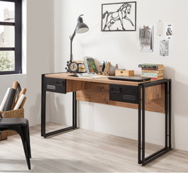 Hanah Home Cosmo Siesta Escritorio de Estudio Pino Atlántico y Negro